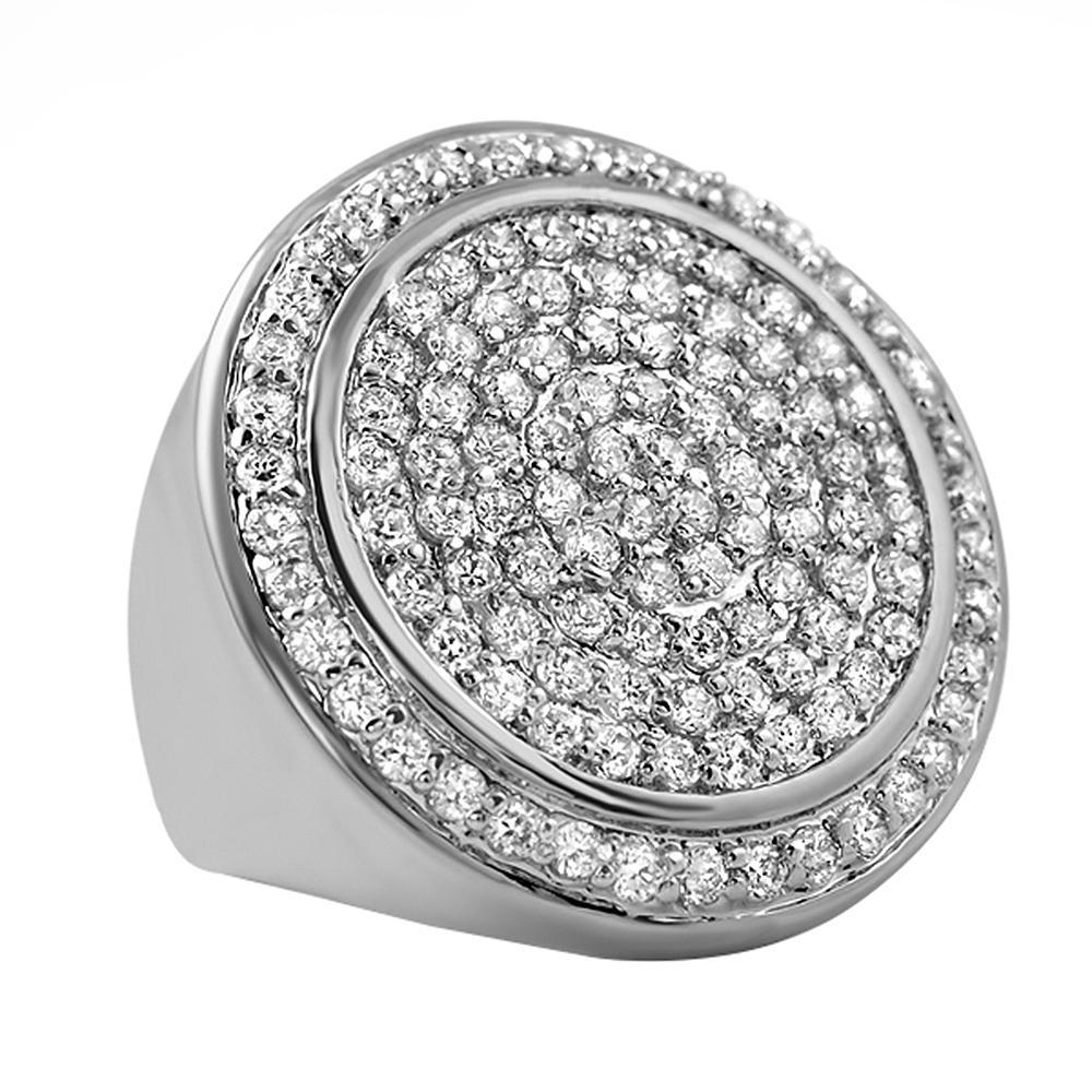 .925 Sterling Silver CZ Bling Ring Mega Ice Circles 7 HipHopBling