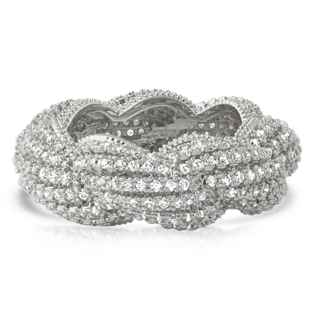.925 Sterling Silver French Rope Eternity CZ Bling Ring HipHopBling