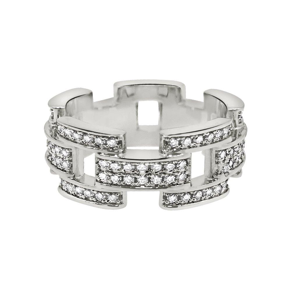 .925 Sterling Silver Prez Link Eternity Band CZ Bling Ring 7 HipHopBling