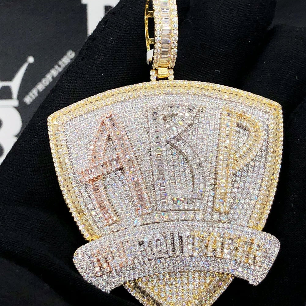 ABP All Bout Paper Baguette VVS CZ Hip Hop Iced Out Pendant 3 Tone HipHopBling
