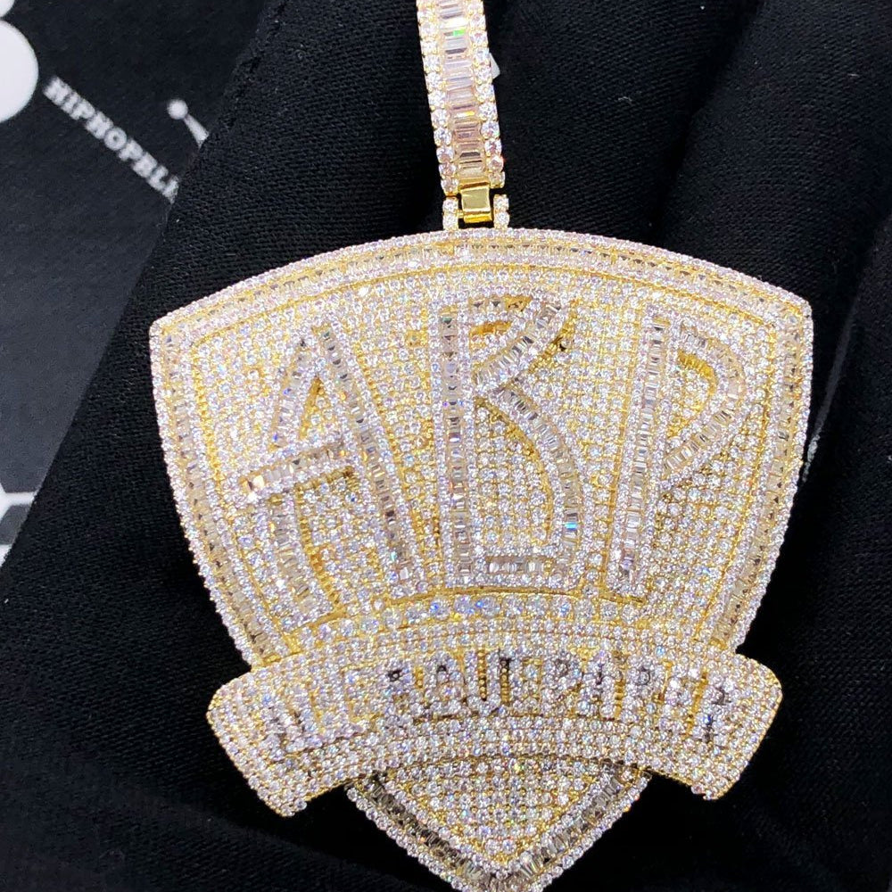 ABP All Bout Paper Baguette VVS CZ Hip Hop Iced Out Pendant Yellow Gold HipHopBling