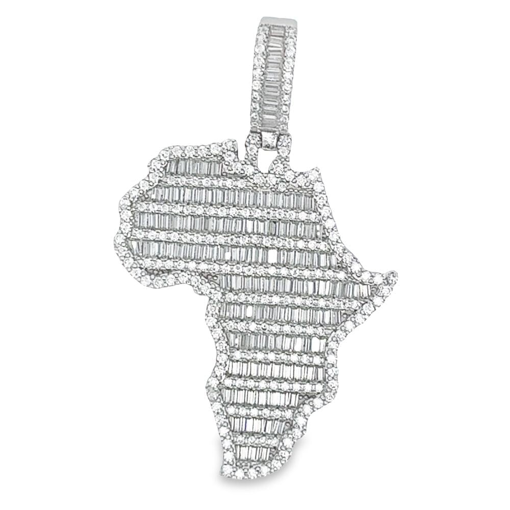 Africa Baguette 3.12cttw VVS Moissanite Pendant .925 Sterling Silver HipHopBling