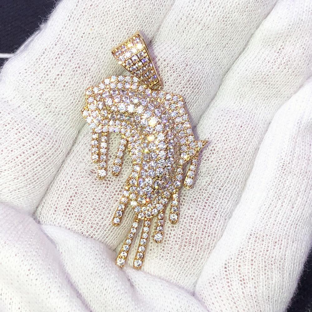 Africa Drip Continent Iced Out Hip Hop Pendant Yellow Gold HipHopBling