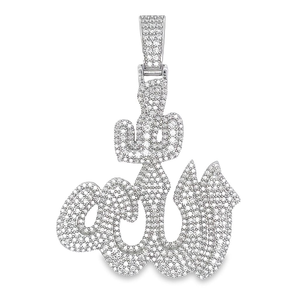 Allah Arabic 4.68 Carat VVS Moissanite Pendant .925 Sterling Silver HipHopBling