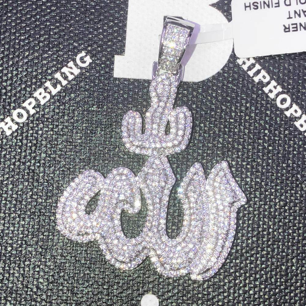 Allah Iced Out CZ Hip Hop Bling Bling Pendant White Gold HipHopBling