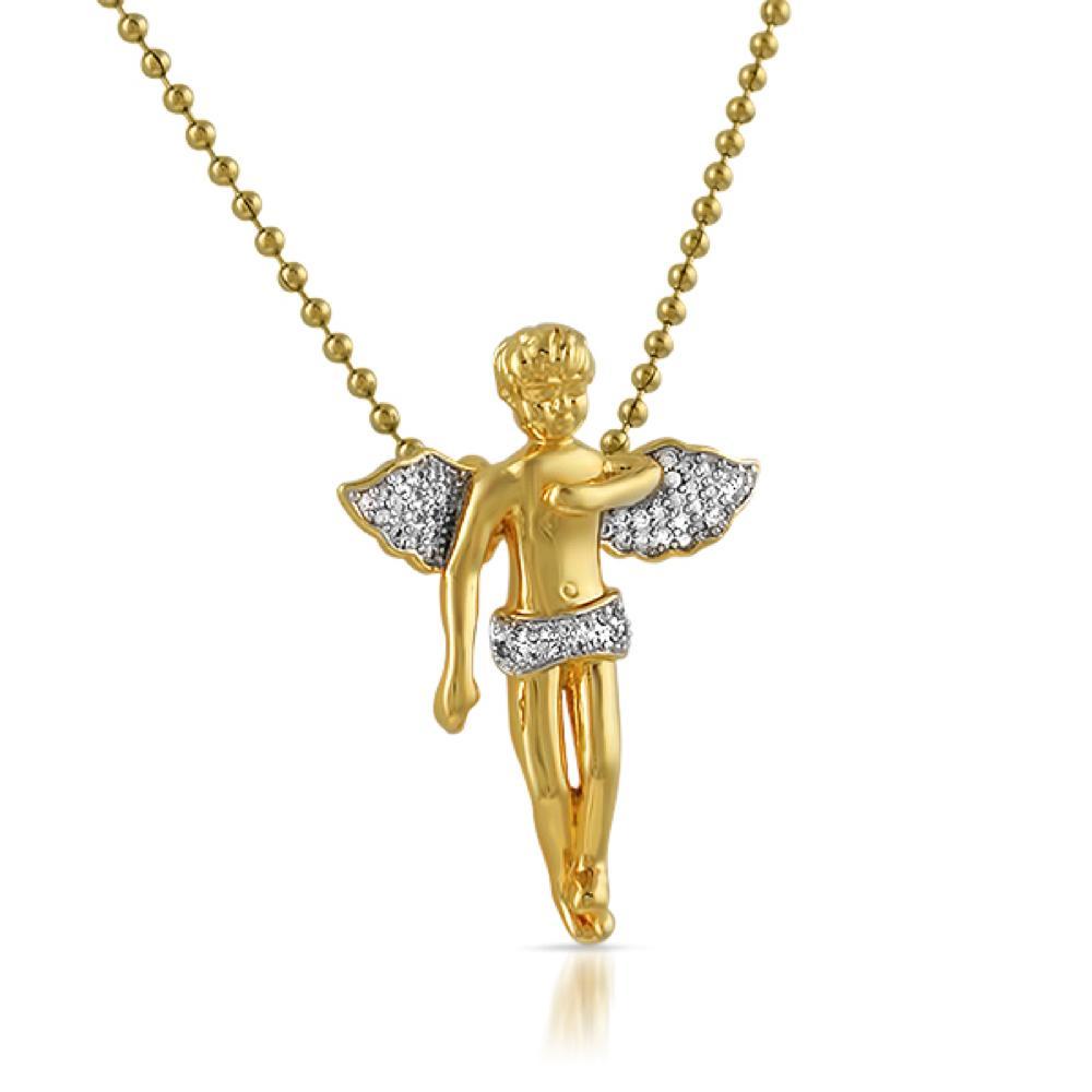 Amazing Cherub Angel CZ Gold Bling Bling Pendant HipHopBling
