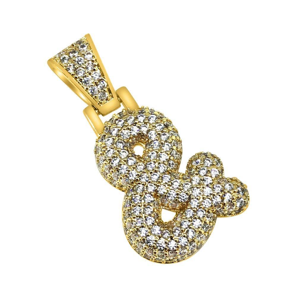 & Ampersand Symbol Gold CZ Bling Bling Pendant HipHopBling