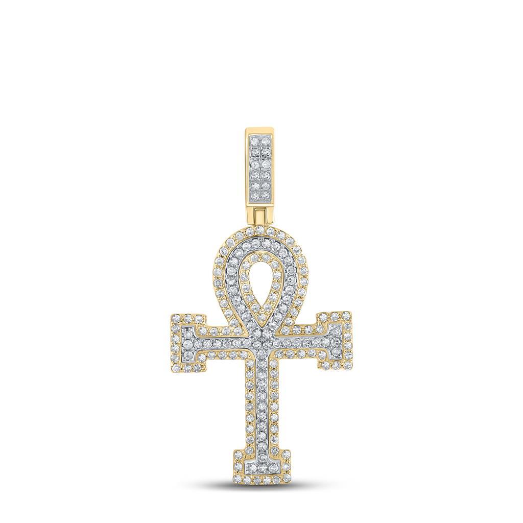 Ankh Layered Diamond Pendant .87cttw 10K Yellow Gold HipHopBling