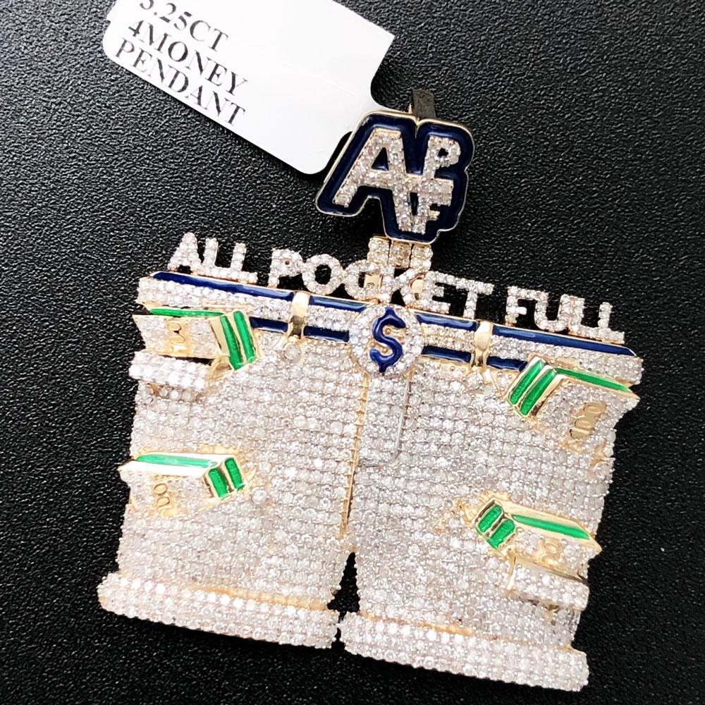 APL All Pockets Full Diamond Pendant 3.25cttw 10K Yellow Gold HipHopBling