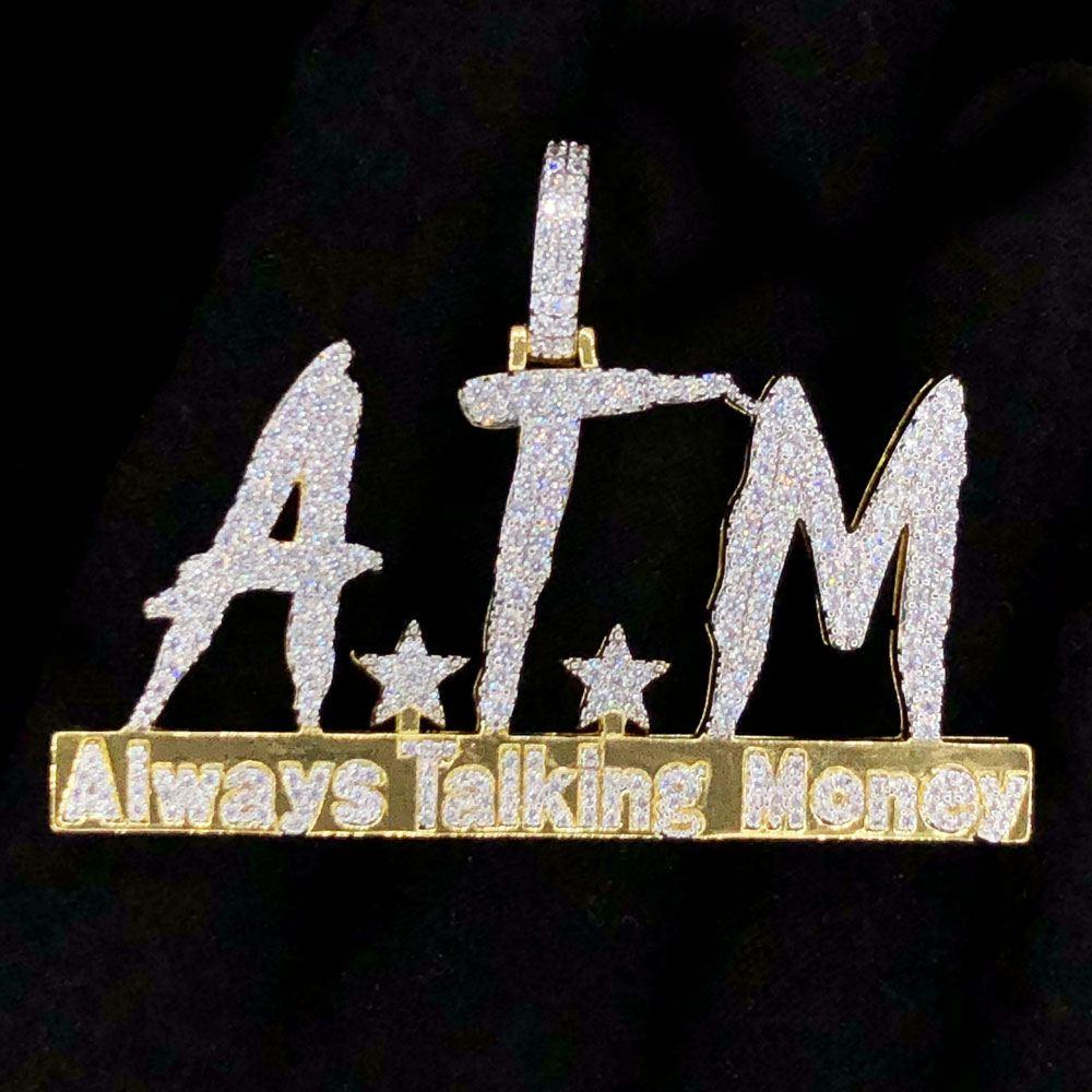 ATM Always Talking Money VVS CZ Hip Hop Bling Pendant Yellow Gold HipHopBling