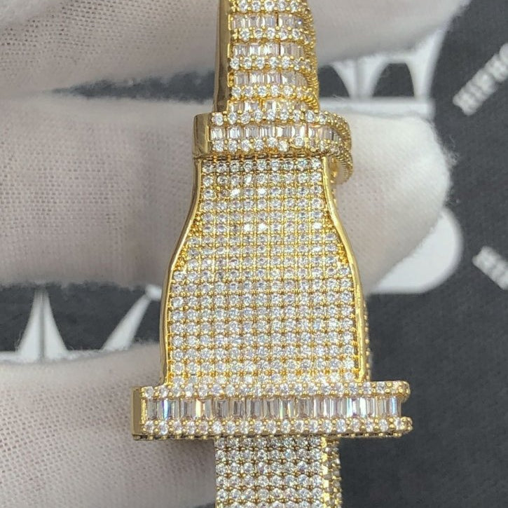 Baguette 3D PLUG CZ Hip Hop Iced Out Pendant Yellow Gold HipHopBling