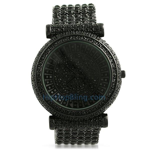 Baguette Baller Black Custom Bling Bling Watch 7.5" HipHopBling