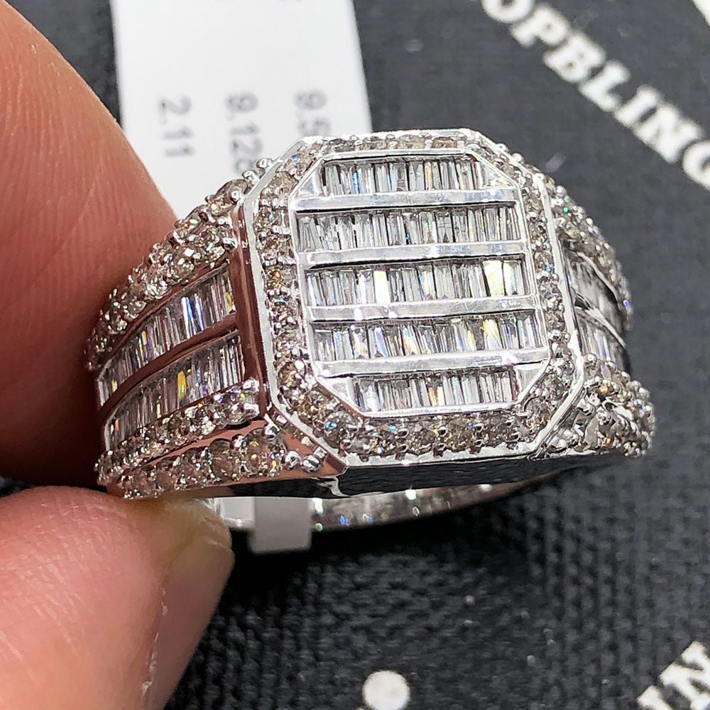 Baguette CEO Diamond Ring 2.10cttw 10K Gold 10K White Gold HipHopBling