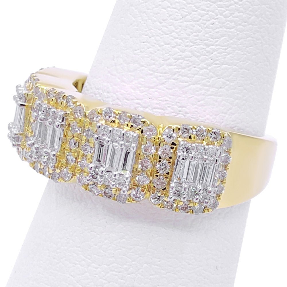 Baguette Cluster .90cttw Diamond Ring 10K Gold 10K Yellow Gold HipHopBling