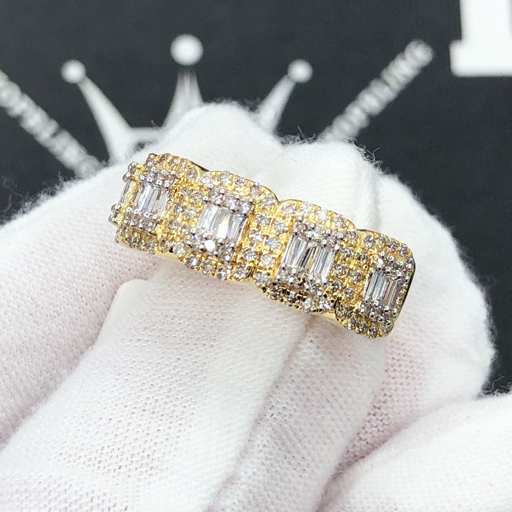 Baguette Cluster .90cttw Diamond Ring 10K Gold HipHopBling