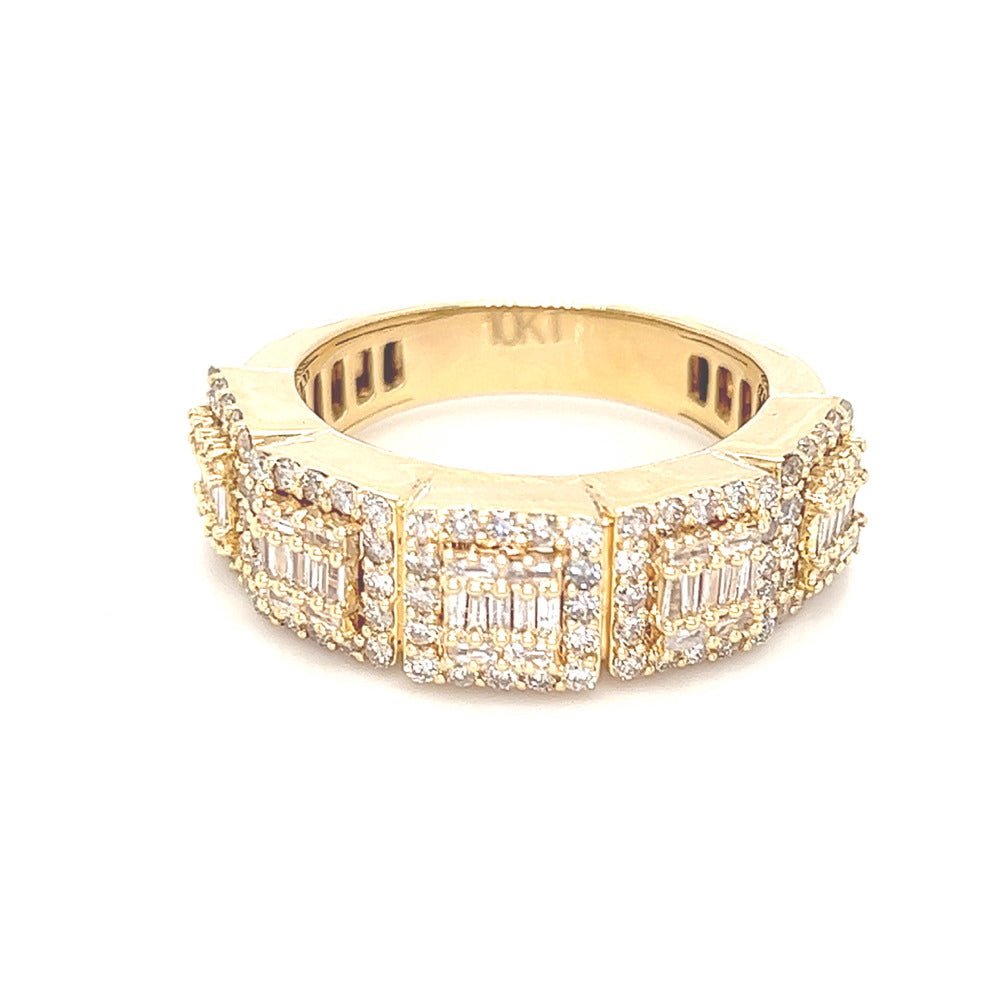 Baguette Cluster Diamond Ring 1.60cttw 10K Gold 10K Yellow Gold HipHopBling