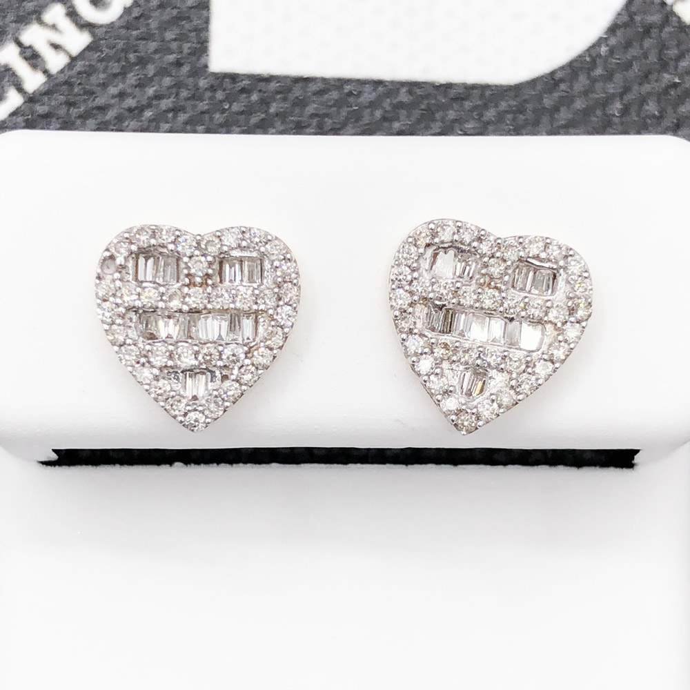 Baguette Heart .44cttw Diamond Earrings 10K Yellow Gold HipHopBling