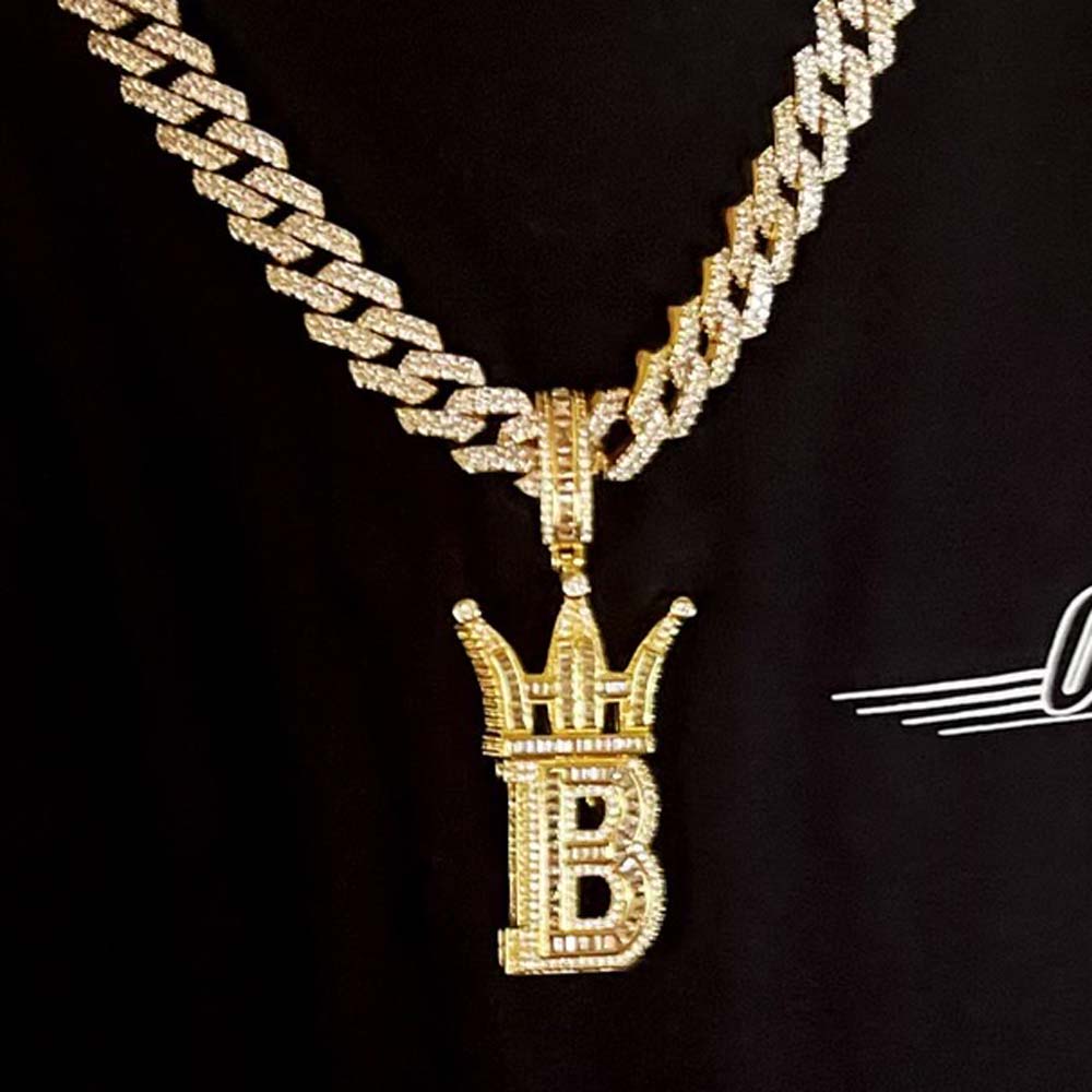 Baguette Hip Hop Bling Logo Pendant Yellow Gold HipHopBling