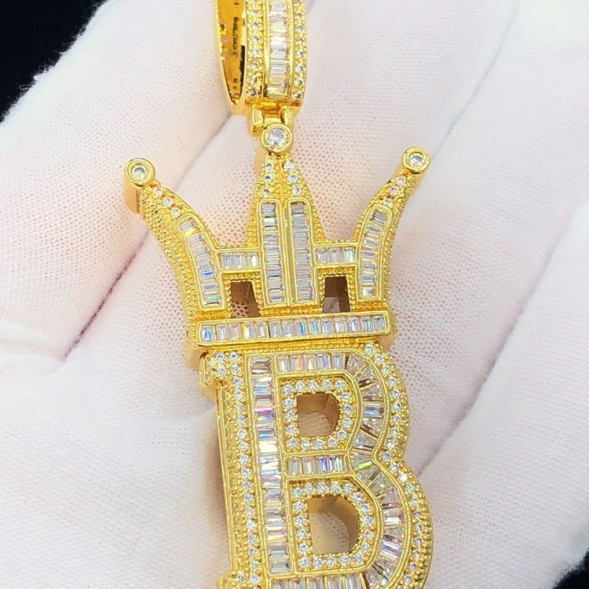 Baguette Hip Hop Bling Logo Pendant Yellow Gold HipHopBling