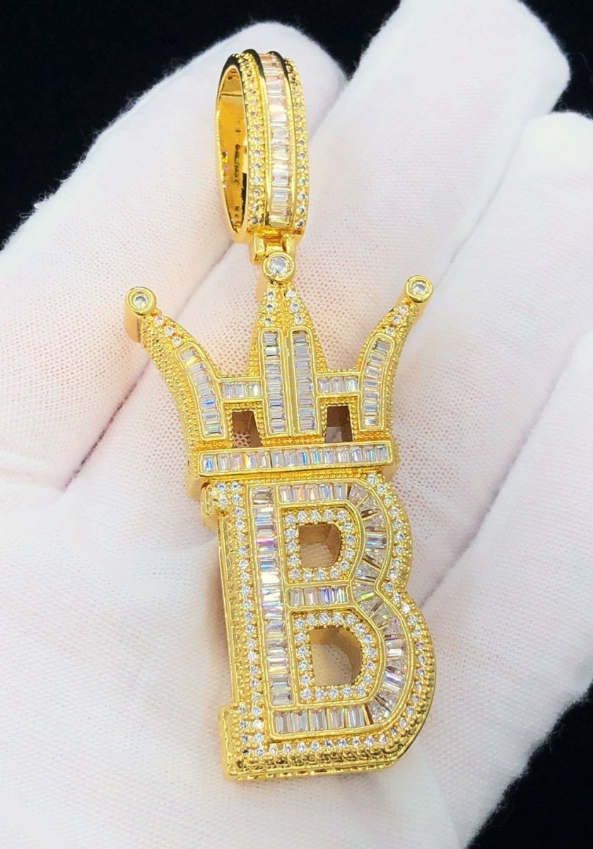Baguette Hip Hop Bling Logo Pendant Yellow Gold HipHopBling