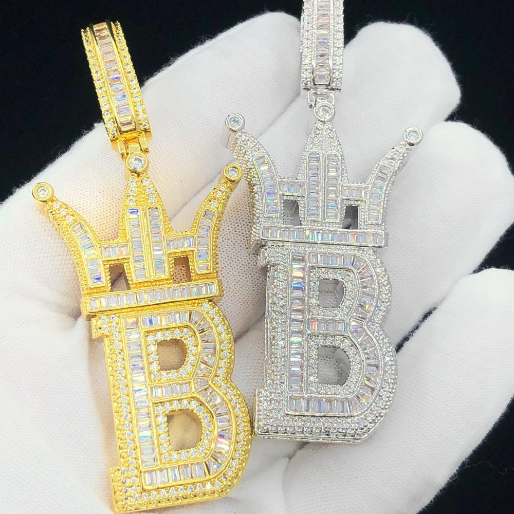 Baguette Hip Hop Bling Logo Pendant Yellow Gold HipHopBling