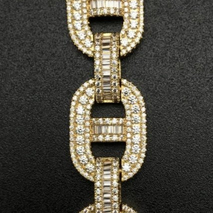 Baguette Mariner CZ Bling Bling Bracelet White Gold 7" HipHopBling