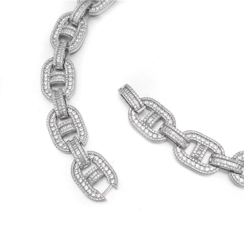 Baguette Mariner CZ Bling Bling Chain White / Yellow Gold White Gold 18" HipHopBling