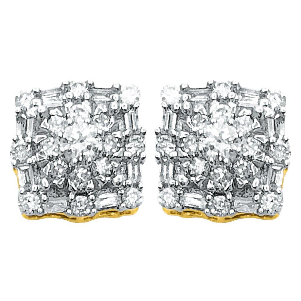 Baguette Snow Diamond Earrings .52cttw 10K Yellow Gold HipHopBling