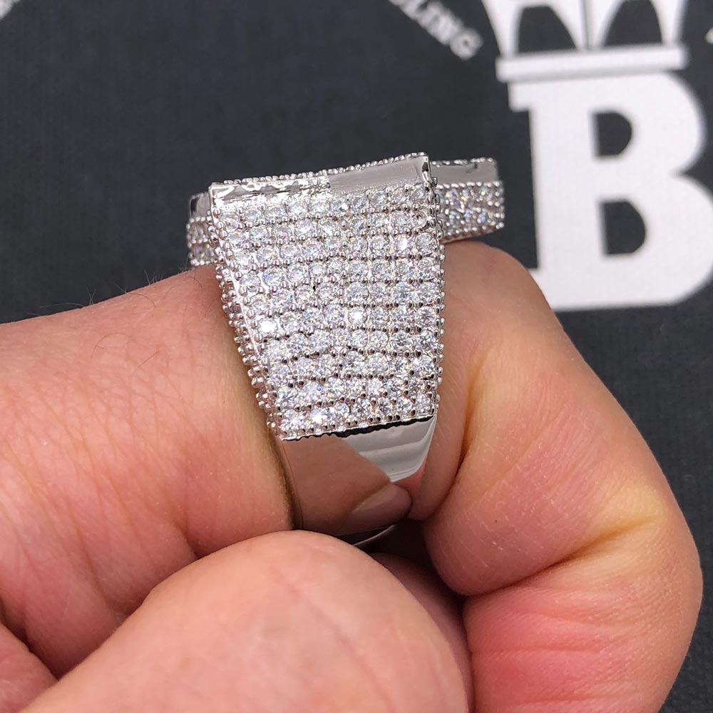Baguette Star VVS Moissanite Ring .925 Sterling Silver 6 White Gold HipHopBling