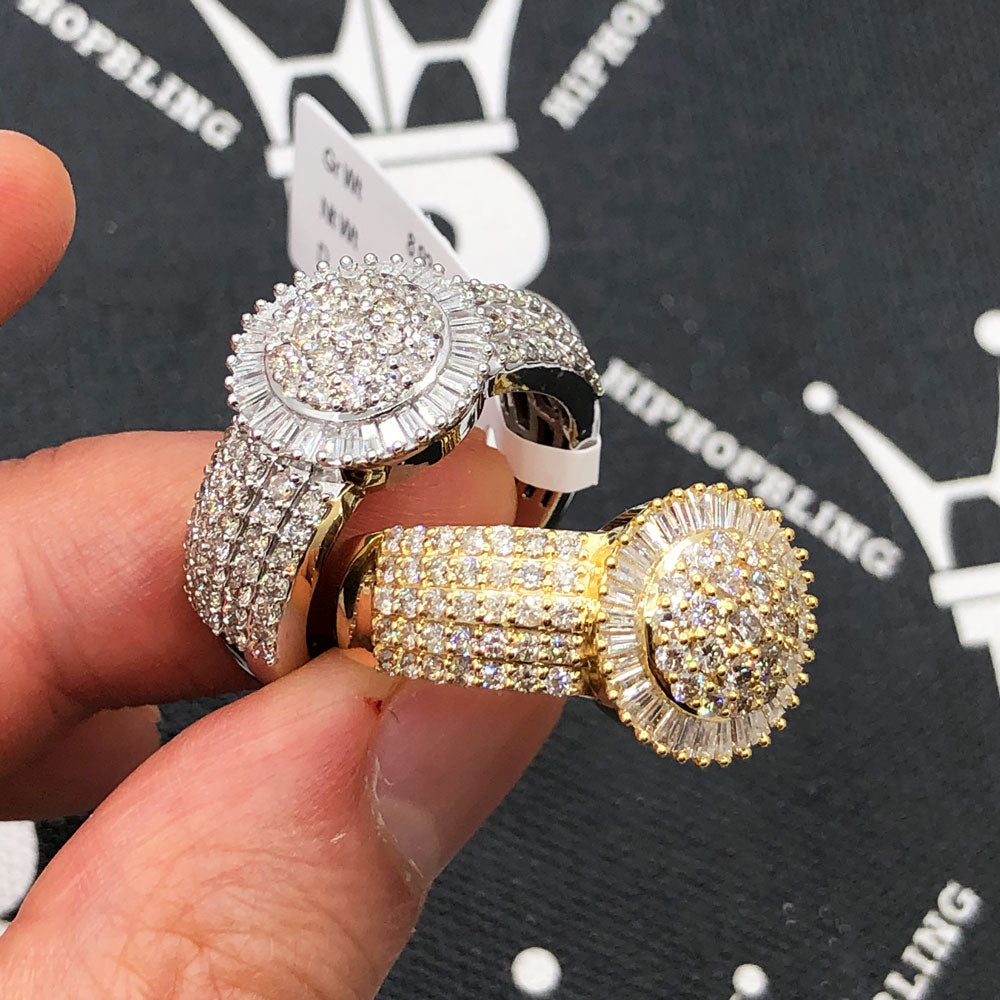 Baguette Sunburst Diamond Ring 2.18cttw 10K Gold HipHopBling
