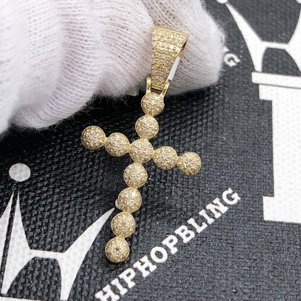 Ball Cross Diamond Pendant .53cttw 10K Yellow Gold HipHopBling