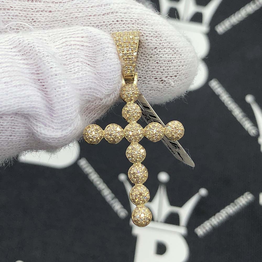 Ball Cross Diamond Pendant .53cttw 10K Yellow Gold HipHopBling