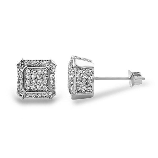 Ballers Hip Hop Rhodium CZ Bling Earrings HipHopBling