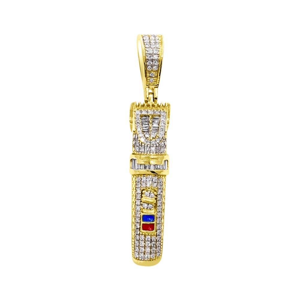 Barber Clipper Diamond Pendant .30cttw 10K Yellow Gold HipHopBling
