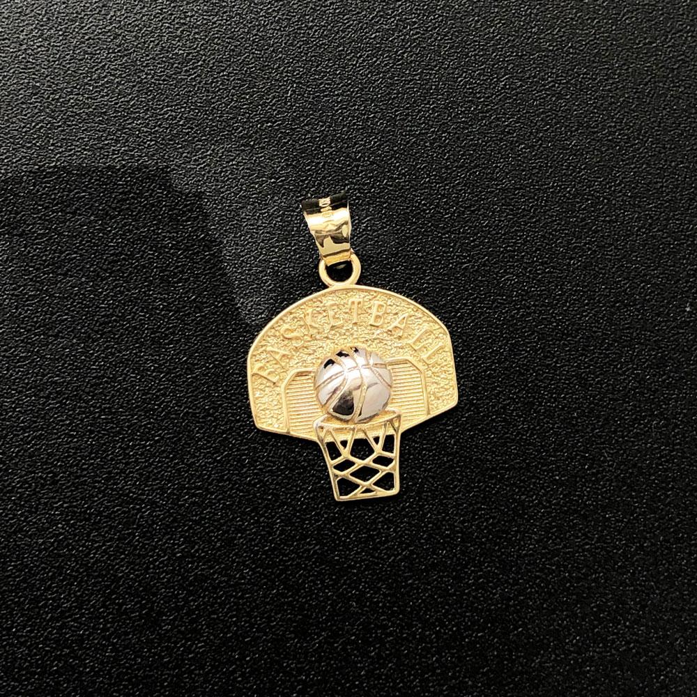 Basketball Hoop 10K Yellow Gold Pendant HipHopBling