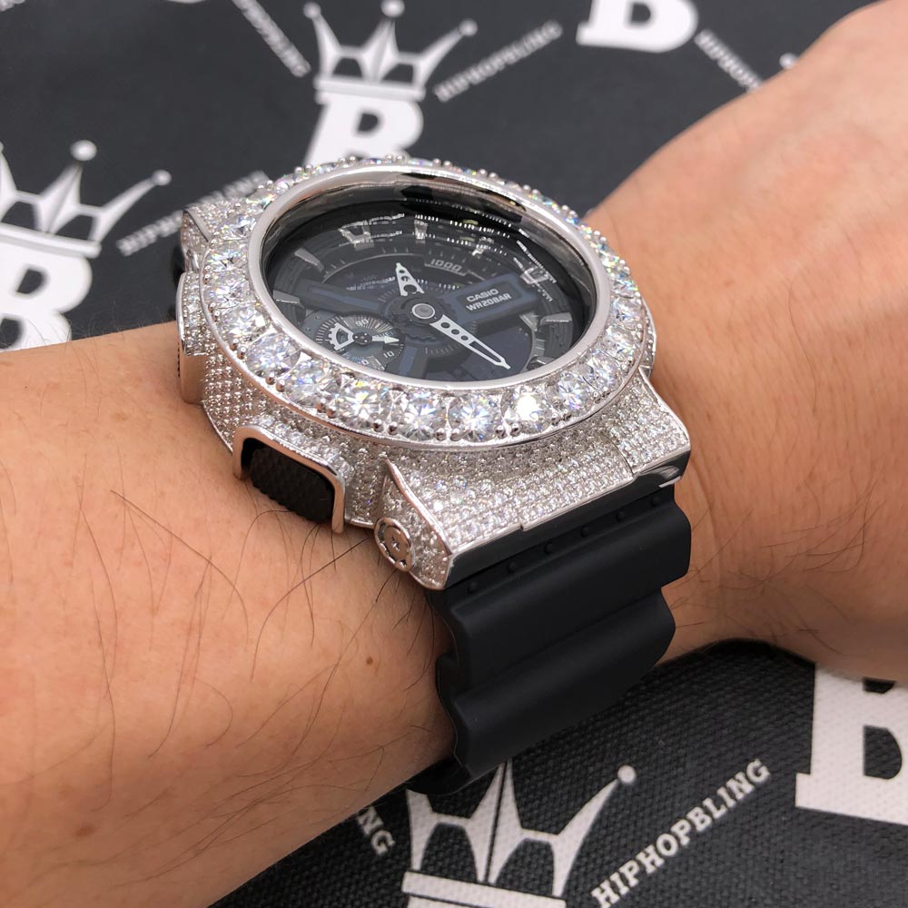 Big Bez 17.75 Carat Moissanite VVS Iced Out G Shock GA110 Custom Watch HipHopBling