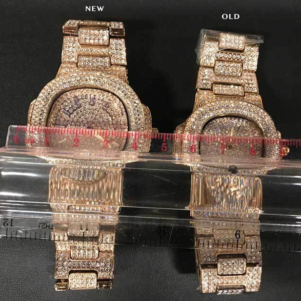 Big Face 44MM Bling Bling Blizzard Watch Rose Gold HipHopBling