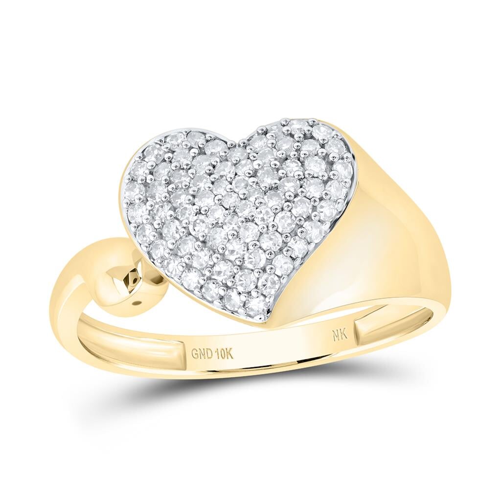 Big Heart Fancy Diamond Ring 10K Gold 10K Yellow Gold HipHopBling