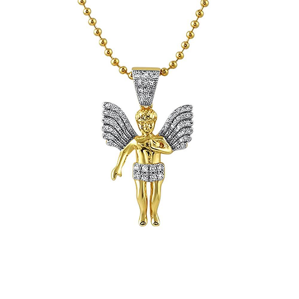 Big Wings Mini Angel Gold Pendant HipHopBling