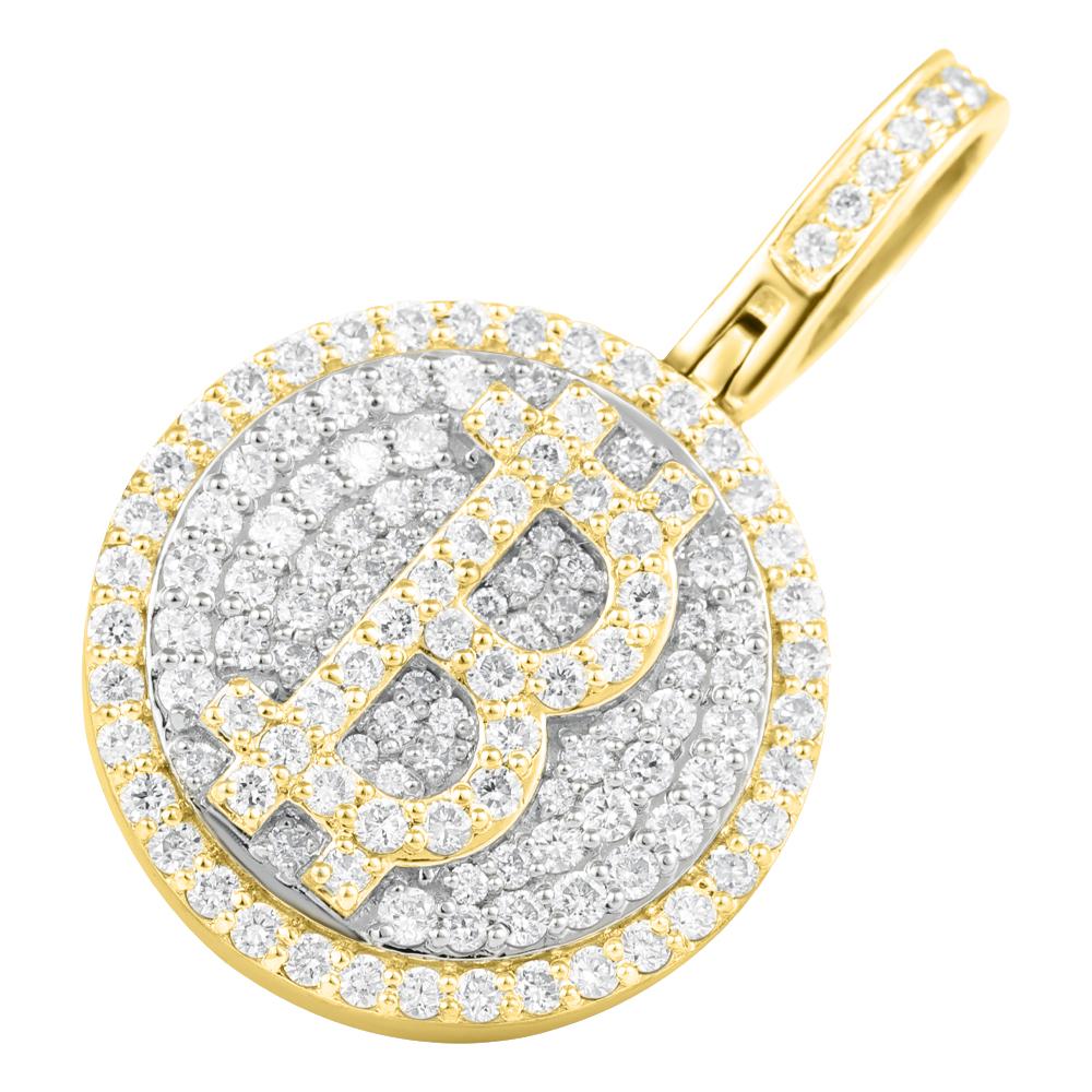 Bitcoin B Diamond Pendant 1.11cttw 10K Yellow Gold HipHopBling