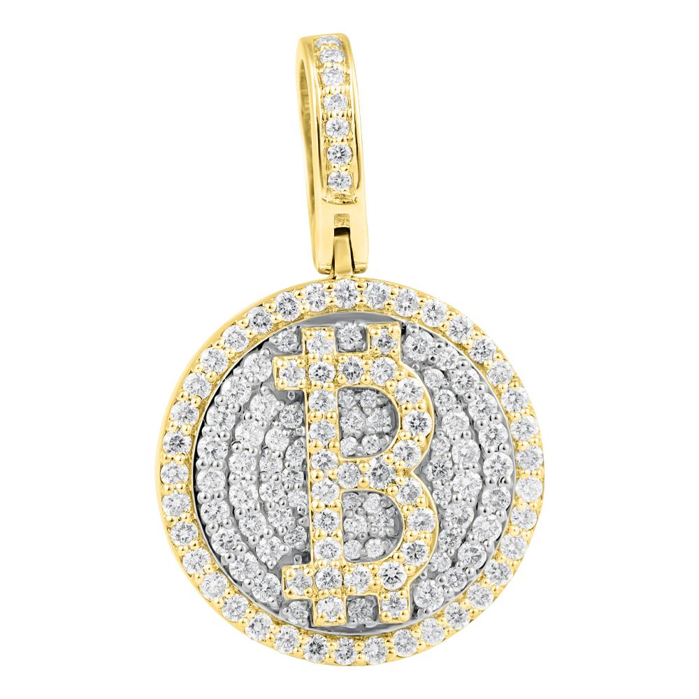 Bitcoin B Diamond Pendant 1.11cttw 10K Yellow Gold HipHopBling