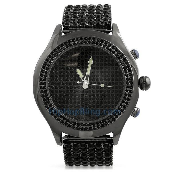 Black Blizzard Bling Bling Watch & 6 Row Band 7" HipHopBling