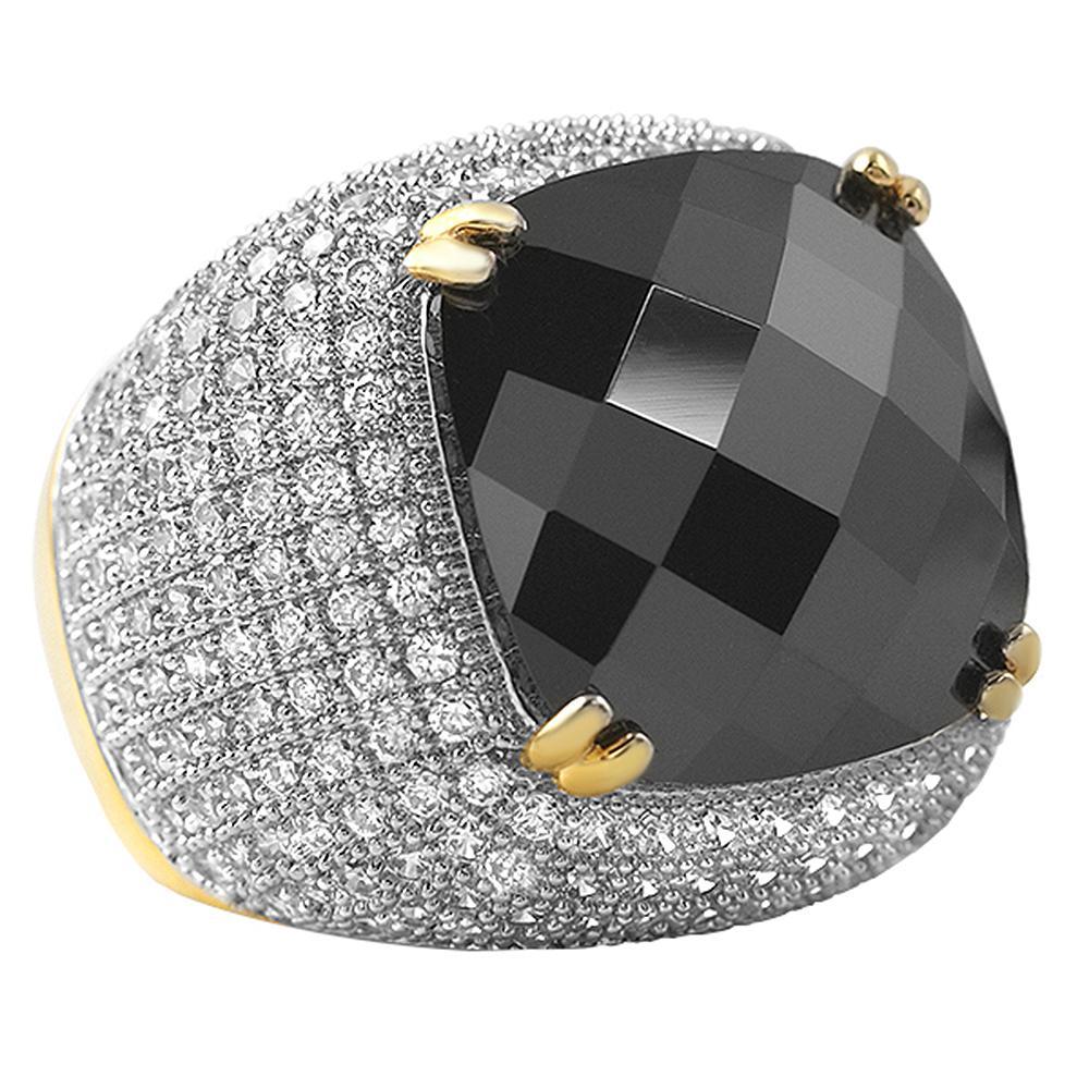 Black Rose Cut CZ Gold Bling Bling Ring 7 HipHopBling