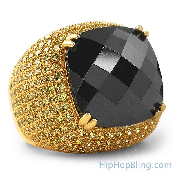 Black Rose Cut CZ Lemonade Micro Pave Ring 7 HipHopBling
