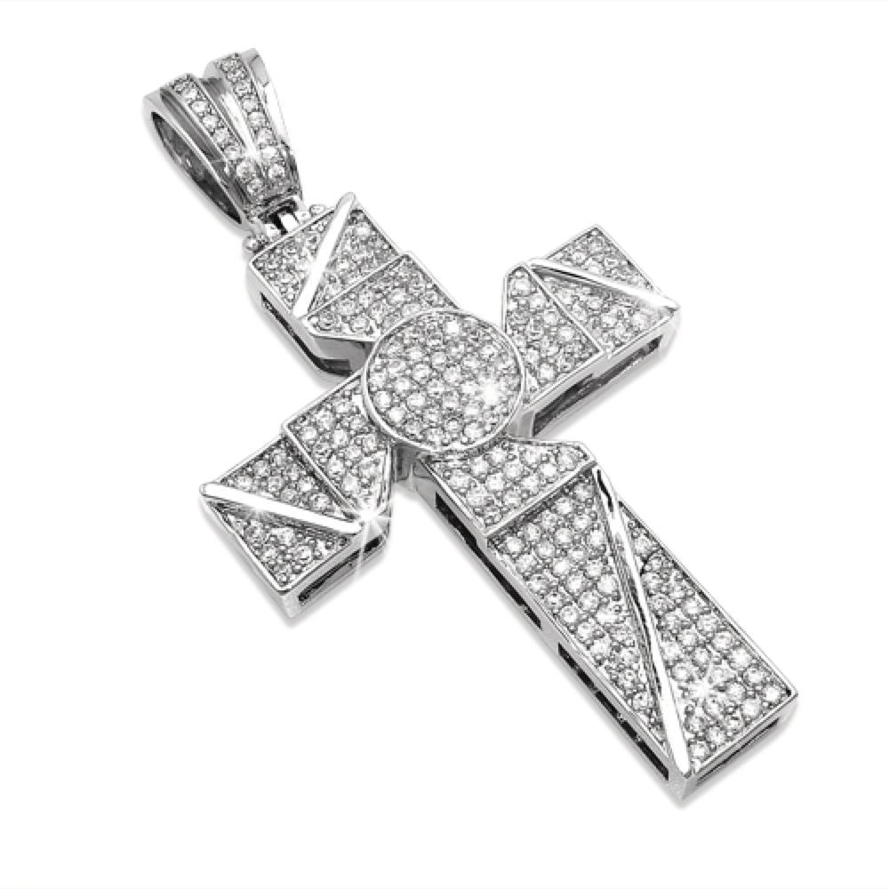 Blade Iced Out Cross CZ Micro Pave Pendant HipHopBling