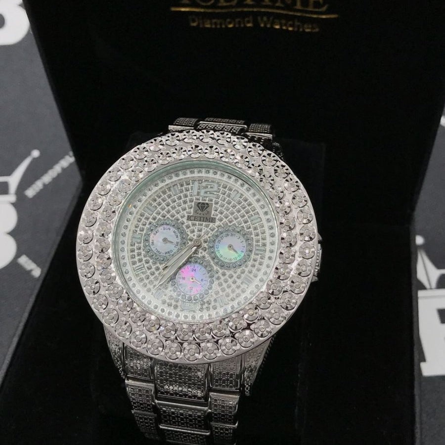 Bling 2 Row .50cttw Diamond Hip Hop Watch IceTime HipHopBling
