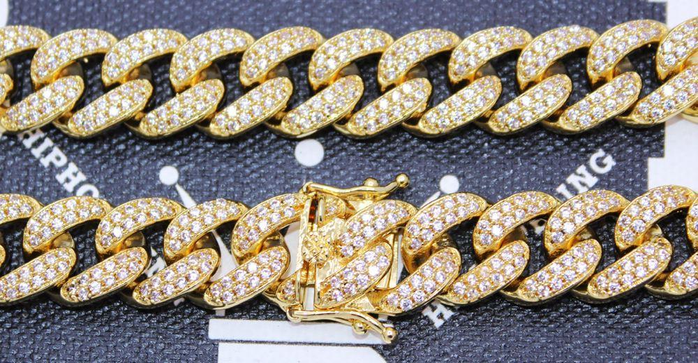 Bling Bling Cuban Chain 12MM Wide White / Yellow Gold HipHopBling