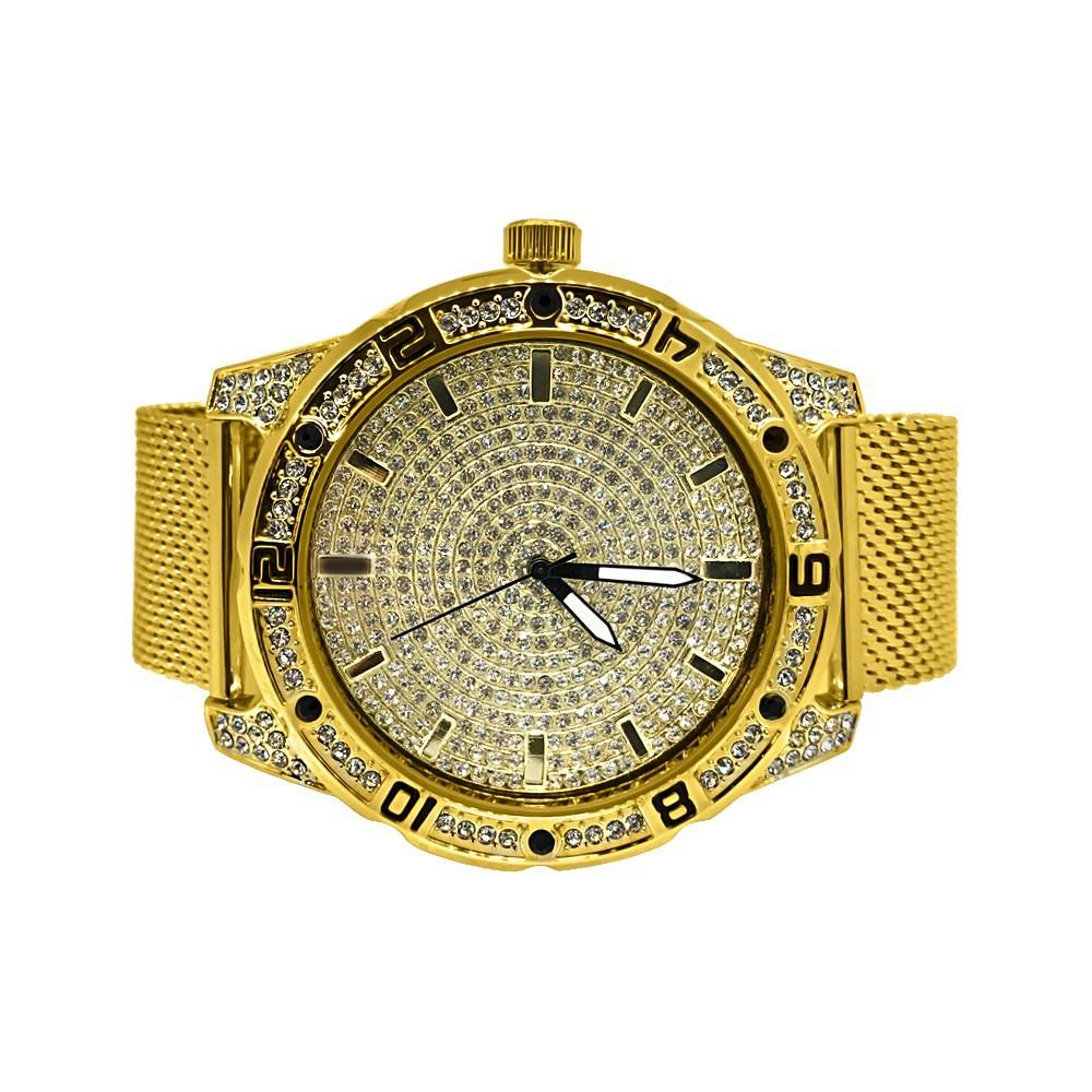 Bling Bling Dial Sport Gold Mesh Band Watch HipHopBling