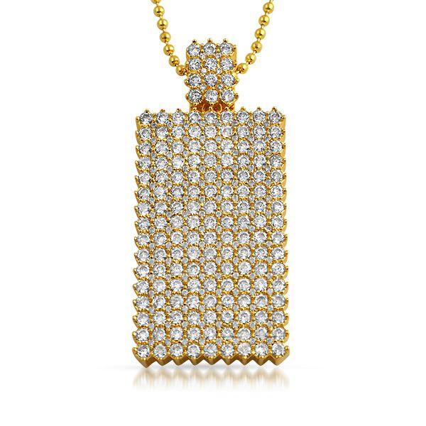 Bling Bling Dog Tag CZ Icey Gold Pendant HipHopBling