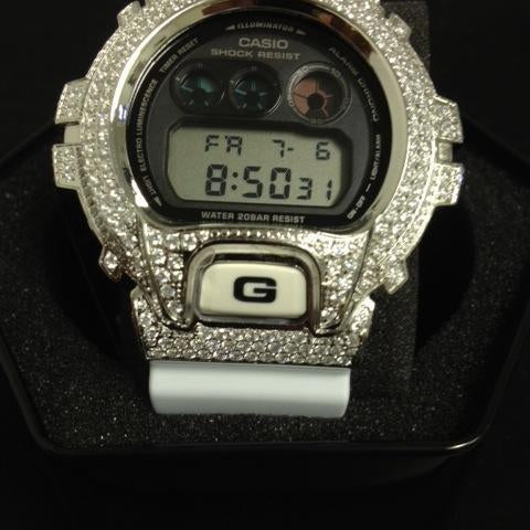 Bling Bling G Shock Watch 316L White Band DW6900 HipHopBling